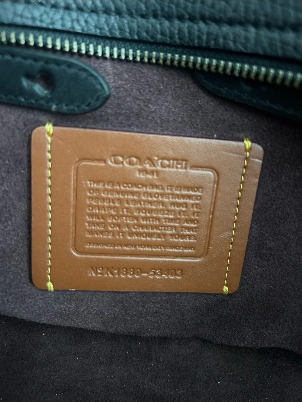 Coach Black Leather Tote with Signature Tag